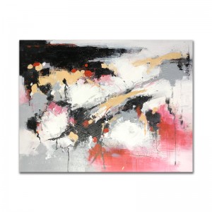 Hot Sale Stor størrelse Pink og sort Håndmalet på Canvas Acrylic Maleri Wall Decor Abstrakt Artwork Olie til stue